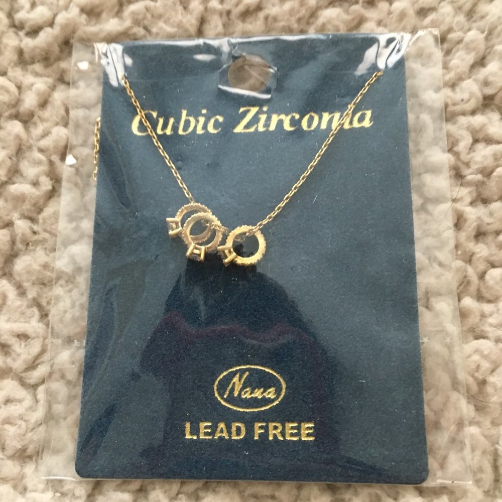 NWT 3 Tiny Wedding Rings Necklace
